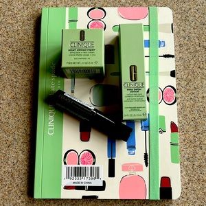 Clinique journal w/ 3 samples NEW clinical repair, even better clinical &mascara